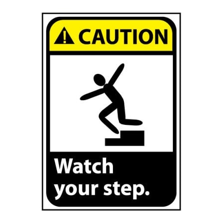 National Marker Co Caution Sign 10x7 Rigid Plastic - Watch Your Step CGA12R